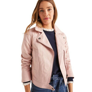 BODEN Wren Moto Jacket Light Pink Waxed Cotton Full Zip Women's UK 10 US 6